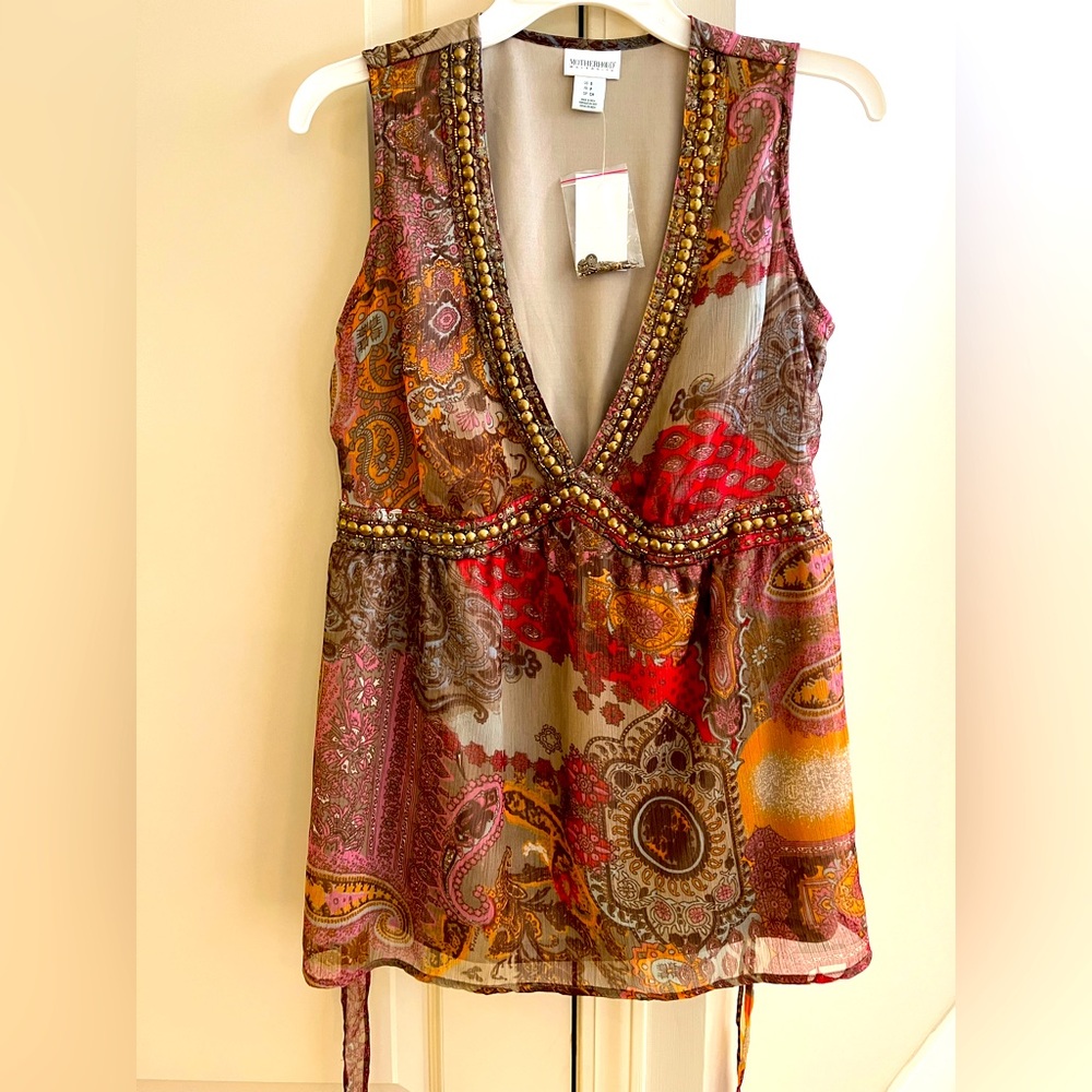 Motherhood Maternity, Size S, NWT, multi-colored embellished sleeveless tank top